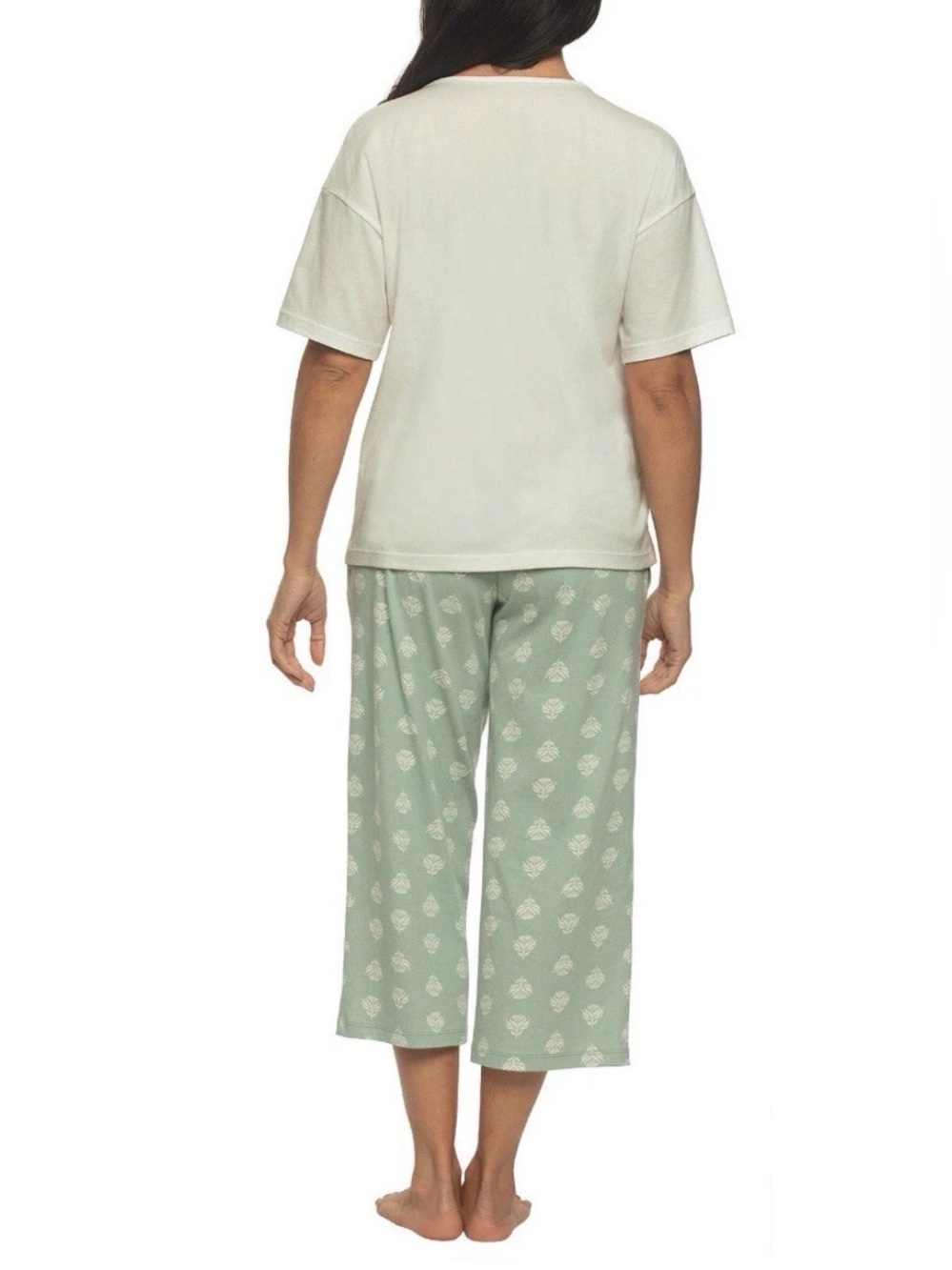 Women's Four-Piece Sage & Cream Sleep Set - Lightweight Camisole & Lounge Pants - Picture 4 of 5